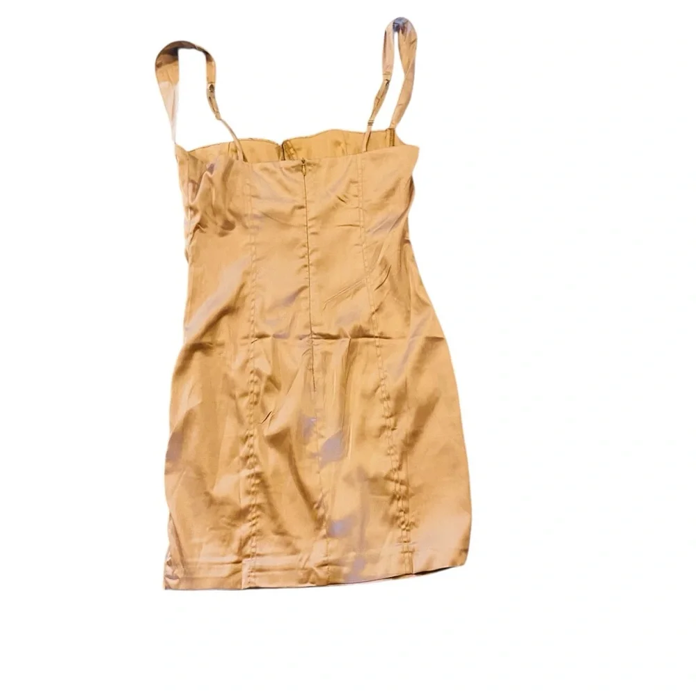 ⭐️ SALTY Tan Satin Corset Mini Dress - Picture 3 of 5